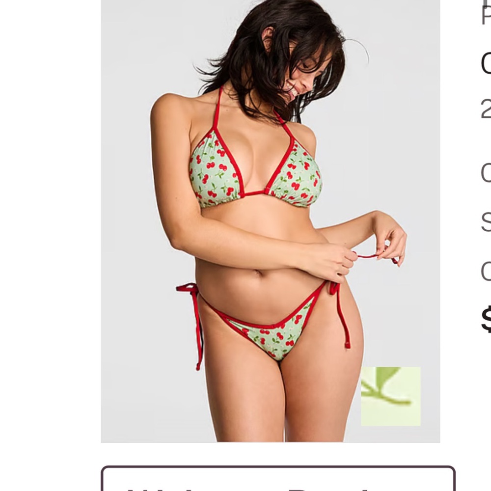 Pink x FRANKIES BIKINI collab-- Cherry Print Bikini Set NEW WITHOUT THE TAG